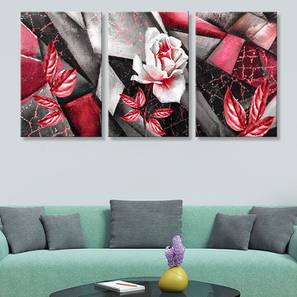 Flower Painting Design Maroon Canvas Wall Art