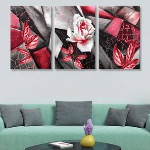 Floral Painting Design Maroon Canvas Wall Art