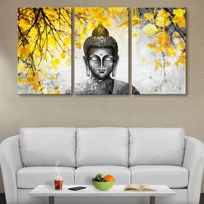 Buddha Painting Design Dark Grey Canvas Wall Art