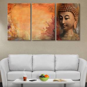Buddha Painting Design Light Brown Canvas Wall Art