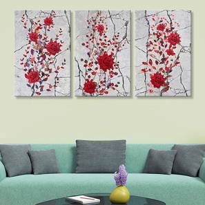 Floral Painting Design Red Canvas Wall Art