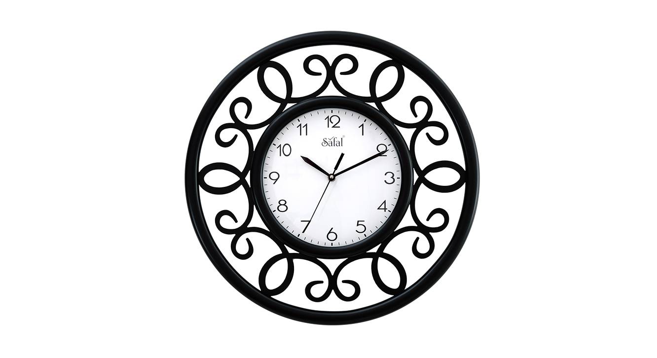 Black Engineered Wood Wall Clock Urban Ladder