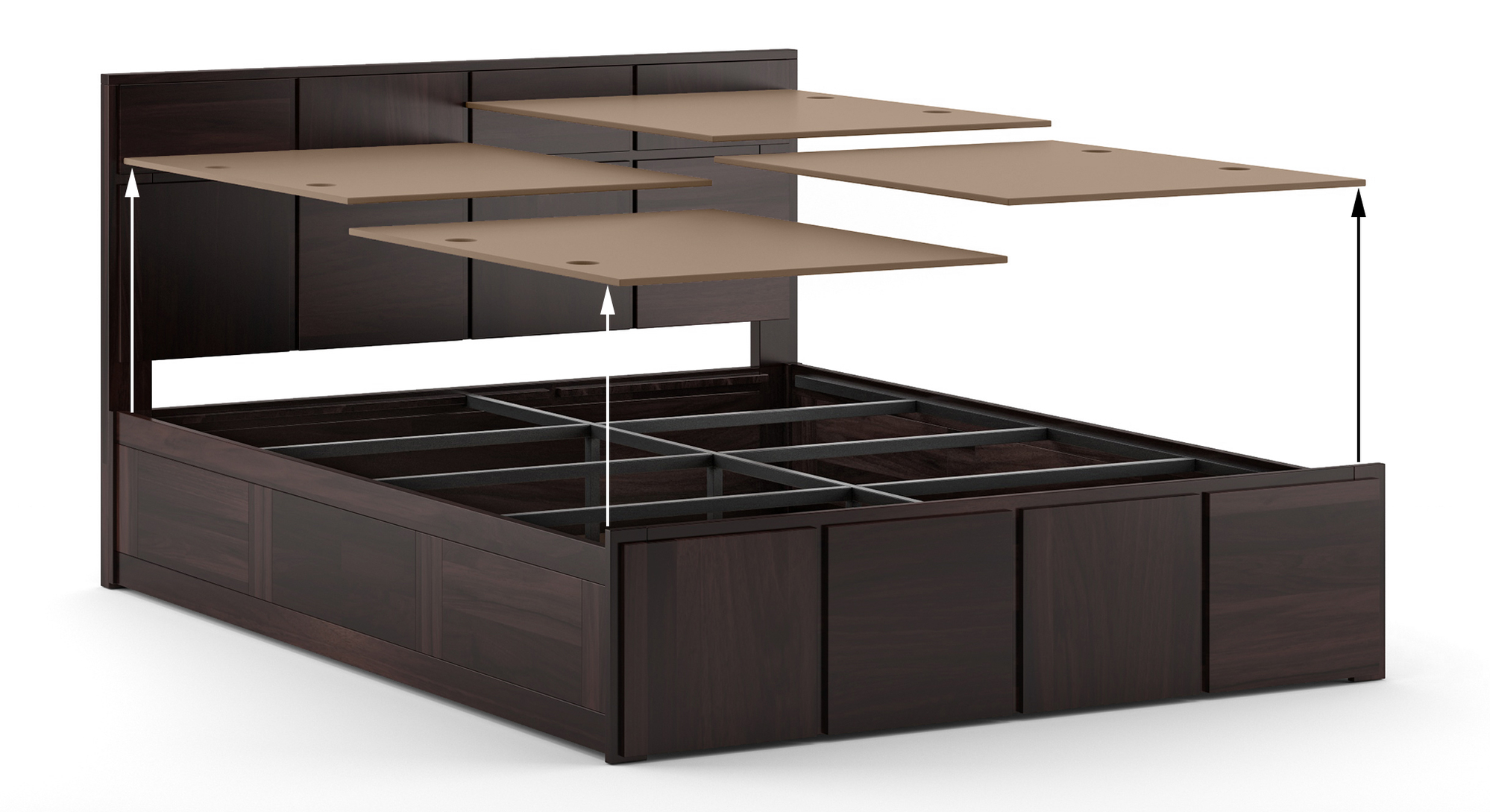 Astoria Solid Wood King Size Box Storage Bed in Mahogany Finish Urban