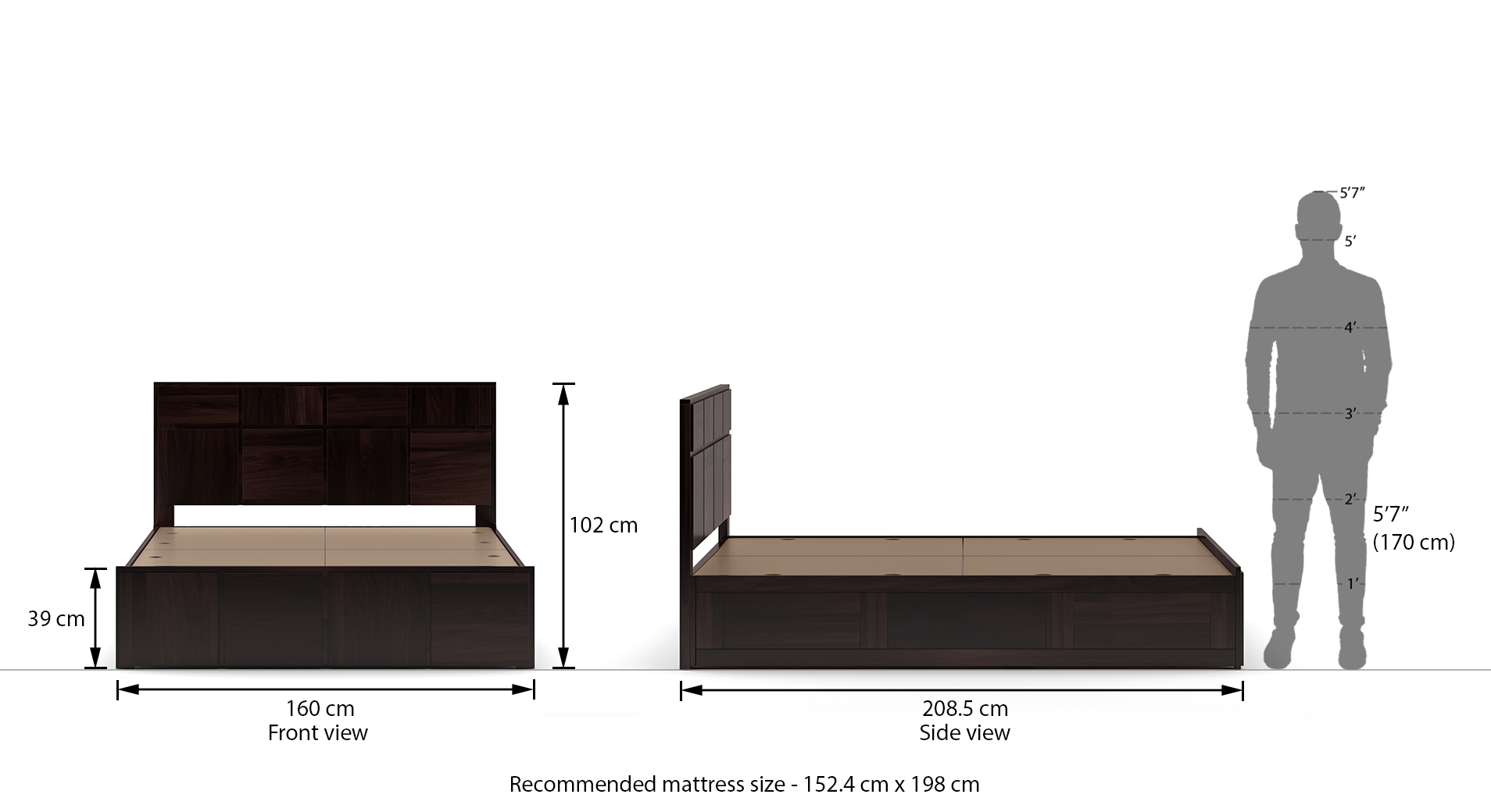 Astoria storage bed finish mahogany size queen dim1