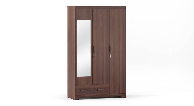 Hilton 3 Door Wardrobe (1 Drawer Configuration, With Mirror, Spiced Acacia Finish, With Lock) by Urban Ladder - Cross View Design 1 - 381634