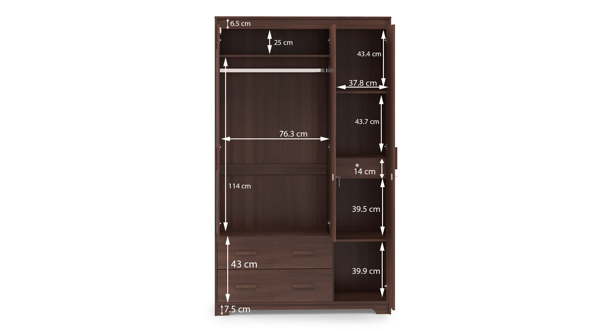 Hilton 3 door 2 drawer wardrobe finish spiced acacia 4