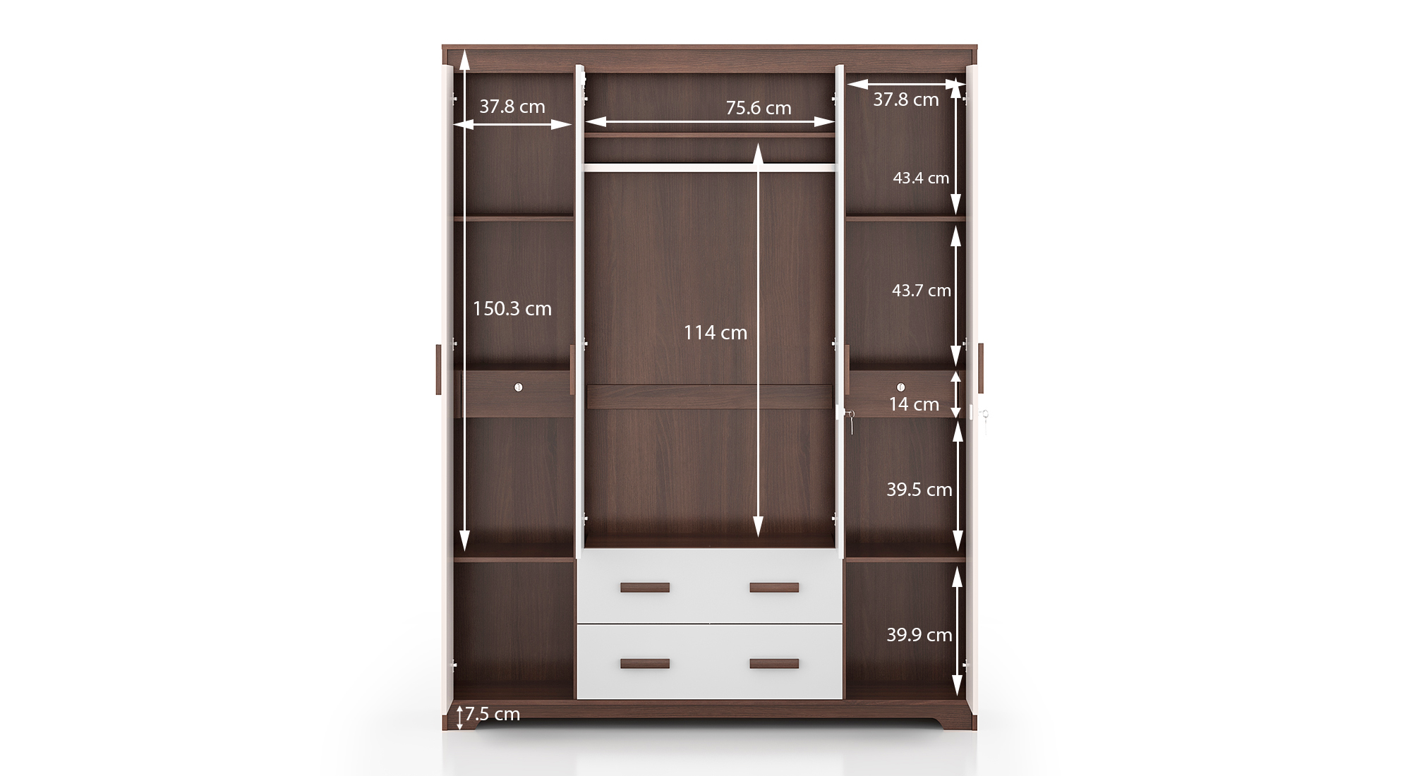 Miller 4 door 2 drawer wardrobe finish two tone 5