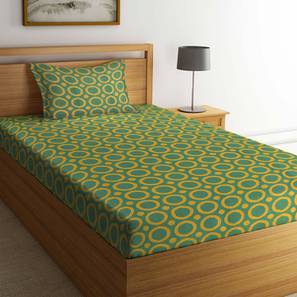 Klotthe Design Green TC Cotton Single Size Bedsheet with Pillow Covers
