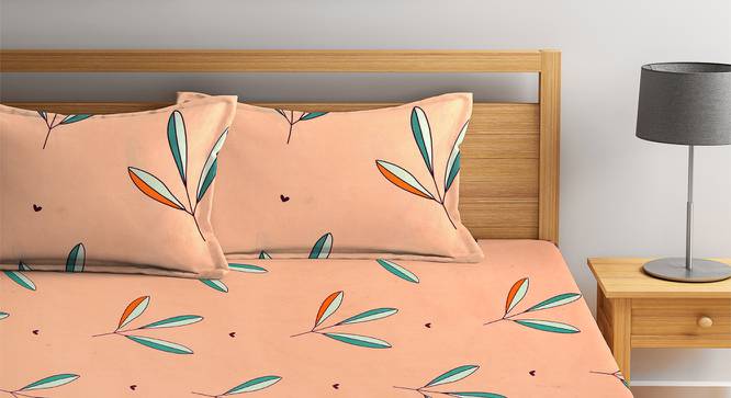 Daisy Bedsheet Set (Orange, King Size) by Urban Ladder - Front View Design 1 - 382176