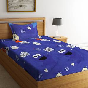 Klotthe Design Blue TC Cotton Single Size Bedsheet
