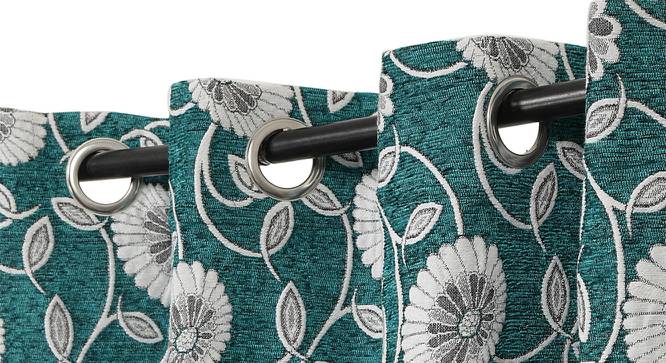 Marlow Door Curtains (Turquoise, 270 x 120 cm  (106" x 47") Curtain Size) by Urban Ladder - Front View Design 1 - 382805