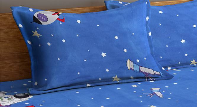 Marley Bedsheet Set (Blue, King Size) by Urban Ladder - Cross View Design 1 - 382812