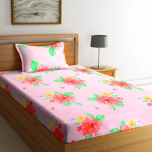Klotthe Design Pink TC Cotton Single Size Bedsheet