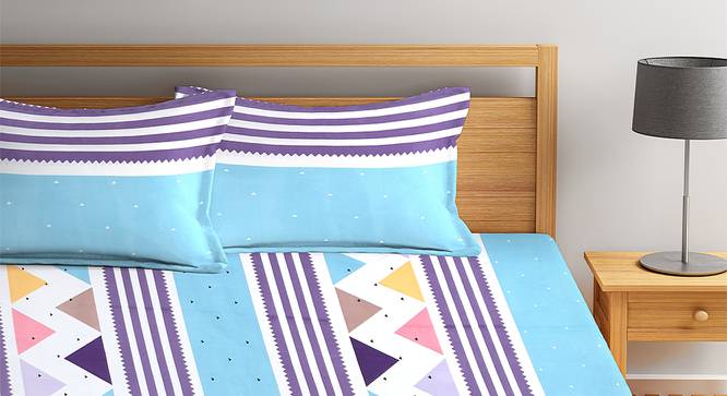 Piper Bedsheet Set (Blue, King Size) by Urban Ladder - Front View Design 1 - 382935