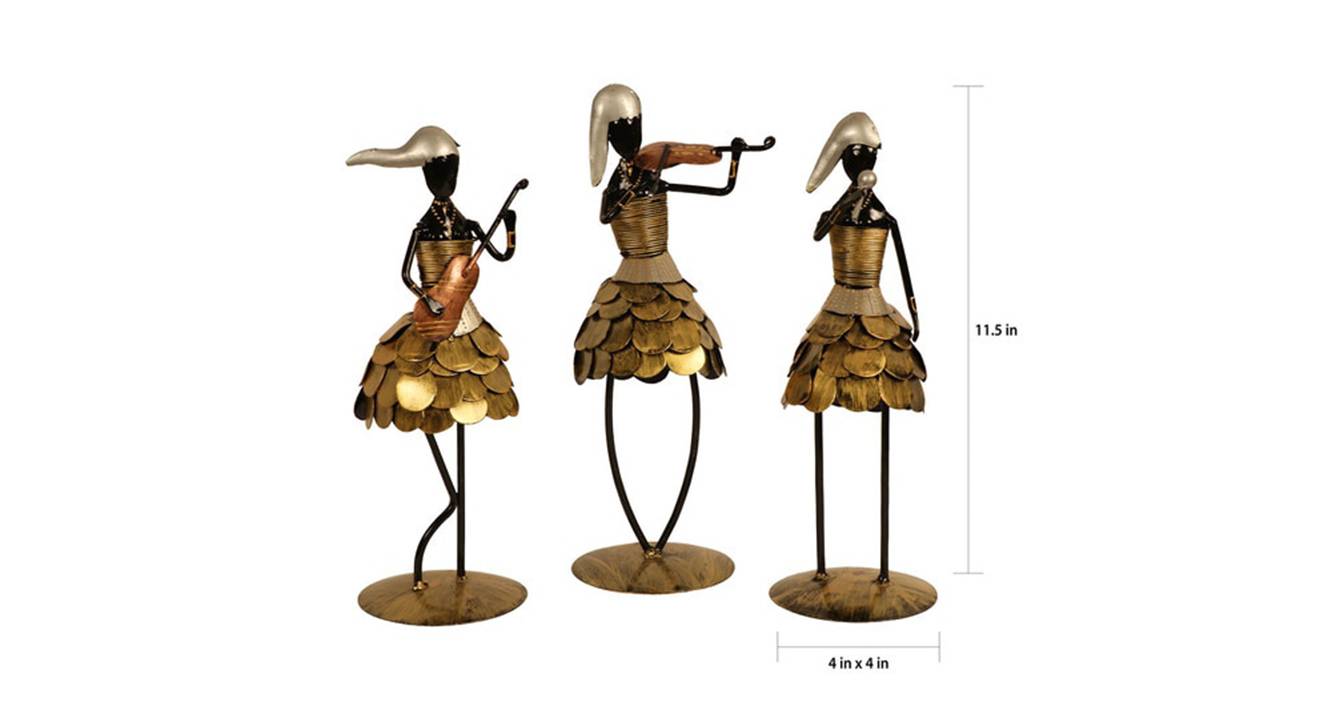 Bonnie figurine set of 3 brass antique 6
