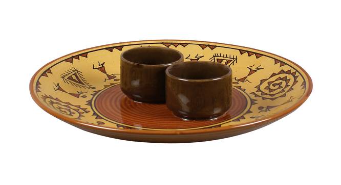 Eilon Platter with Attached Bowl (Brown) by Urban Ladder - Design 1 Side View - 383709
