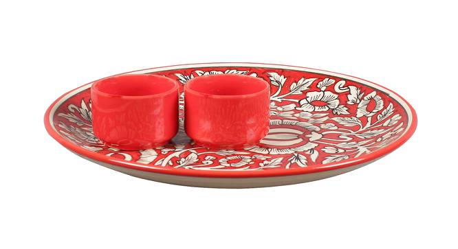 Elan Platter with Attached Bowl (Red) by Urban Ladder - Design 1 Side View - 383710