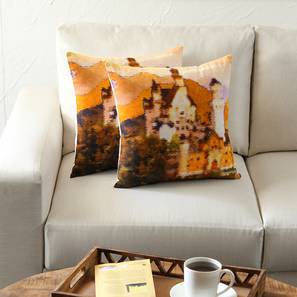 House This Design Castle Cushion Cover Set of 2 (Pink, 41 x 41 cm  (16" X 16") Cushion Size)