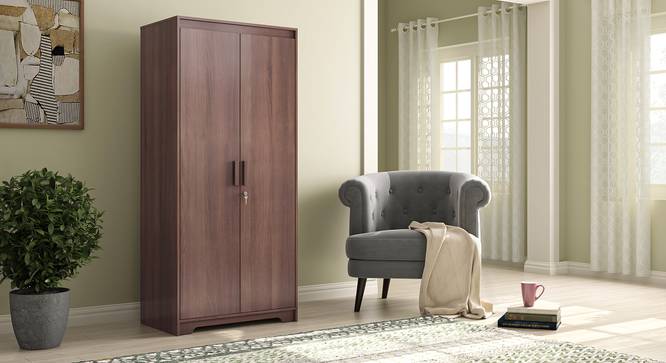 Hilton 2 Door Wardrobe (Without Mirror, Without Drawer Configuration, Spiced Acacia Finish, With Lock, 5.95 Feet Height) by Urban Ladder - Full View Design 1 - 384104