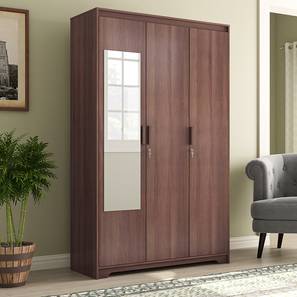 Wardrobes Design Hilton Engineered Wood 3 Door Wardrobe With Mirror in Spiced Acacia Finish