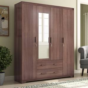 Cupboards Design Hilton 4 Door Wardrobe (2 Drawer Configuration, With Mirror, Spiced Acacia Finish, With Lock)