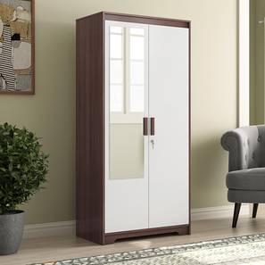 2 Door Wardrobe Design Miller 2 Door Wardrobe (Two-Tone Finish, With Mirror, Without Drawer Configuration, With Lock, 5.95 Feet Height)
