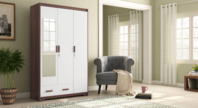 Miller 3 Door Wardrobe (Two-Tone Finish, 1 Drawer Configuration, With Mirror, With Lock) by Urban Ladder - Full View Design 1 - 384205