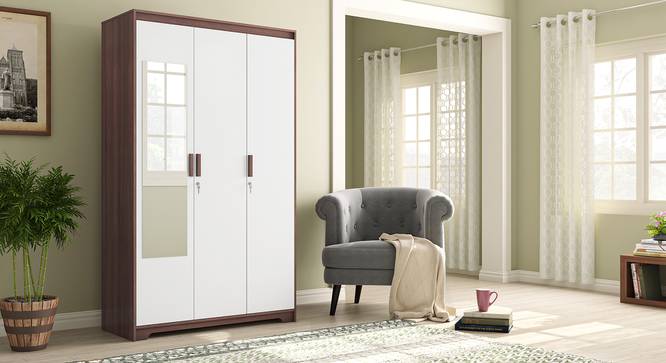 Miller 3 Door Wardrobe (Two-Tone Finish, With Mirror, Without Drawer Configuration, With Lock) by Urban Ladder - Full View Design 1 - 384209