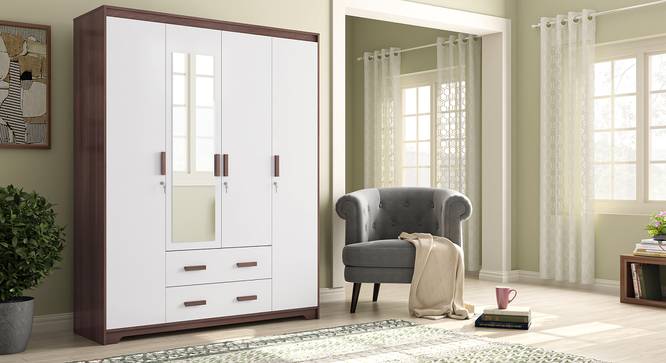 Miller 4 Door Wardrobe (Two-Tone Finish, 2 Drawer Configuration, With Mirror, With Lock) by Urban Ladder - Full View Design 1 - 384211