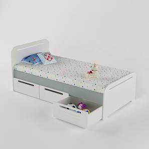 Vmi Bedroom Design Cloud Tails Engineered Wood Drawer storage Bed in Silver Grey Colour