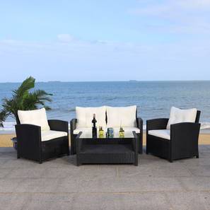 Carrybird Design Aspen Rectangular Metal Outdoor Table in Black Colour with set of 3 Chairs