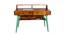 Austin Mid-Century Study Table (Satin Finish, Paintco Teak & Vintage Turq) by Urban Ladder - Front View Design 1 - 386379