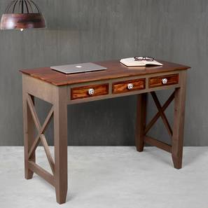 Desk Design Hank Study Table (Small Size, Satin Finish, Vintage Grey & Paintco Teak)