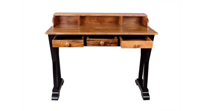 Channing Study Table (Satin Finish, Paintco Teak & Black) by Urban Ladder - Front View Design 1 - 386459