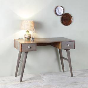 Desk Design Raoul Study Table (Satin Finish, Vintage Grey & Paintco Teak)