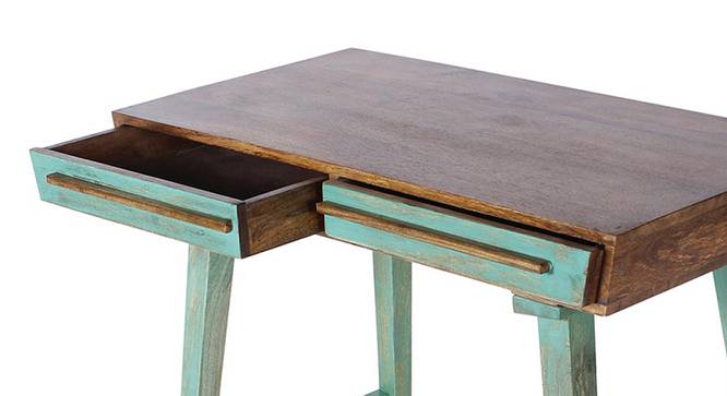 Philibert Study Table with Chair (Satin Finish, Paintco Teak & Vintage Green) by Urban Ladder - Front View Design 1 - 386548