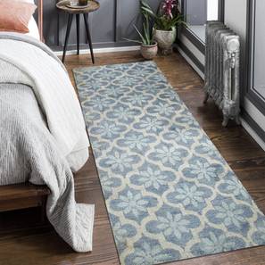 Dhurries Design Azyo Dhurrie (Grey, 120 x 300 cm  (47" x 118") Carpet Size)