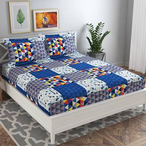 Bedsheets Design Blue TC Cotton King Size Bedsheet with Pillow Covers