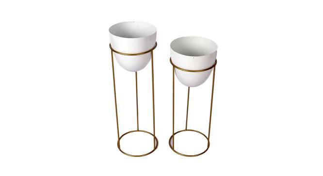 Lenny Planter Set of 2 (Gold & Shiny White) by Urban Ladder - Cross View Design 1 - 388656