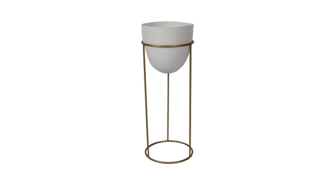 Lenny Planter Set of 2 (Gold & Shiny White) by Urban Ladder - Design 1 Side View - 388660