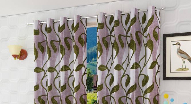 Aldis Door Curtains Set of 2 (Green, 112 x 274 cm  (44" x 108") Curtain Size) by Urban Ladder - Front View Design 1 - 388994