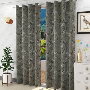 Products At 50 Off Sale Design Blodwen Door Curtains Set of 2 (Black, 112 x 213 cm  (44" x 84") Curtain Size)