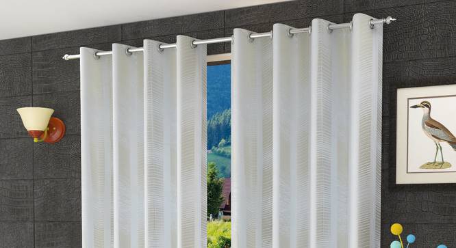 Avah Door Curtains Set of 2 (White, 112 x 213 cm  (44" x 84") Curtain Size) by Urban Ladder - Front View Design 1 - 389030