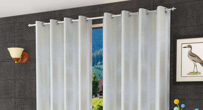 Avah Window Curtains Set of 2 (White, 152 x 112 cm  (66" x 44") Curtain Size) by Urban Ladder - Front View Design 1 - 389032