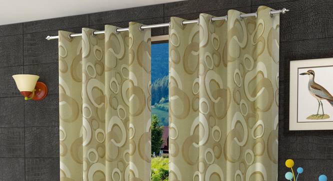 Alona Door Curtains Set of 2 (Gold, 112 x 213 cm  (44" x 84") Curtain Size) by Urban Ladder - Front View Design 1 - 389033