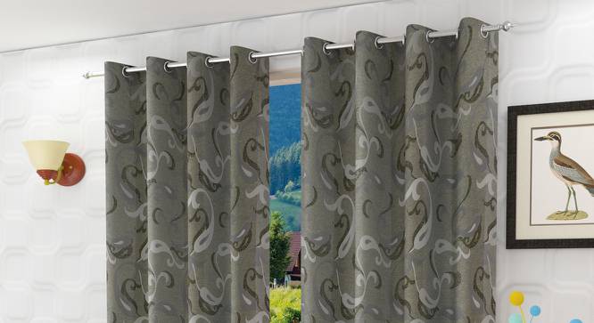 Blodwen Door Curtains Set of 2 (Black, 112 x 213 cm  (44" x 84") Curtain Size) by Urban Ladder - Front View Design 1 - 389036