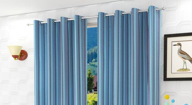 Arlow Door Curtains Set of 2 (Blue, 112 x 213 cm  (44" x 84") Curtain Size) by Urban Ladder - Front View Design 1 - 389042