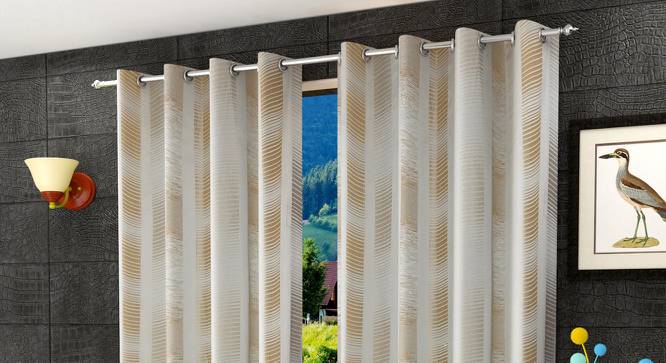 Celeste Door Curtains Set of 2 (Gold, 112 x 213 cm  (44" x 84") Curtain Size) by Urban Ladder - Front View Design 1 - 389135