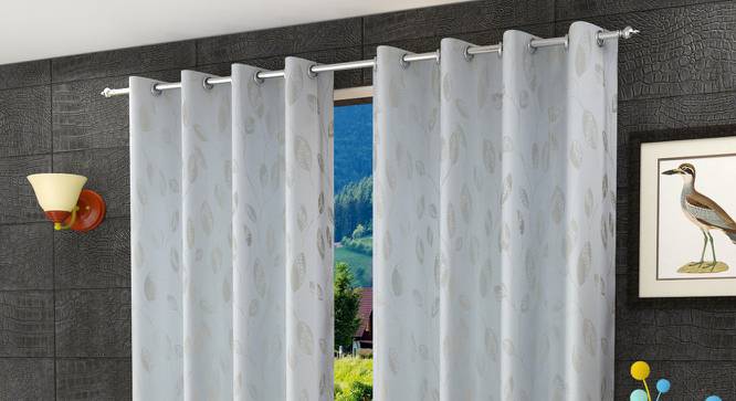 Casia Window Curtains Set of 2 (White, 152 x 112 cm  (66" x 44") Curtain Size) by Urban Ladder - Front View Design 1 - 389140