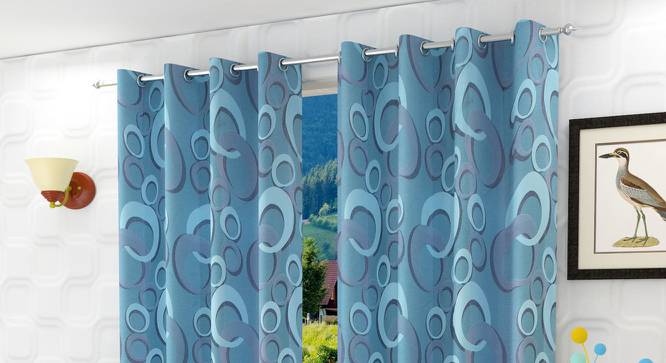 Chany Door Curtains Set of 2 (Blue, 112 x 213 cm  (44" x 84") Curtain Size) by Urban Ladder - Front View Design 1 - 389141